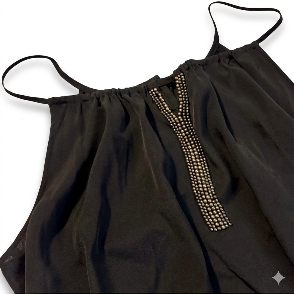 Torrid Boho Y2k Tank Top Metal Beads Black Light Weight Club Sz 1 (XL) 14/16